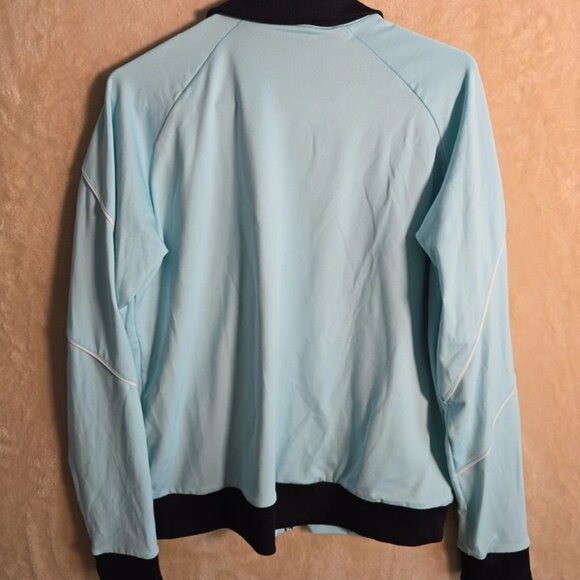Under Armour Full Zip Jacket Womens Medium Light Blue Black Trim Stretch 204 - Picture 4 of 8